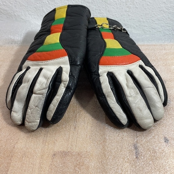 Vintage Rainbow leather ski gloves Zero Made in Japan for Farfield-Hanover - Picture 11 of 11